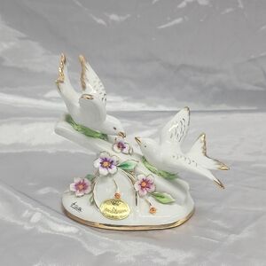 Capodimonte Calle Signed Doves Figurine Italy with Gold Seal